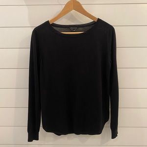 Theory black size small tissue-weight sweater, wool/silk blend